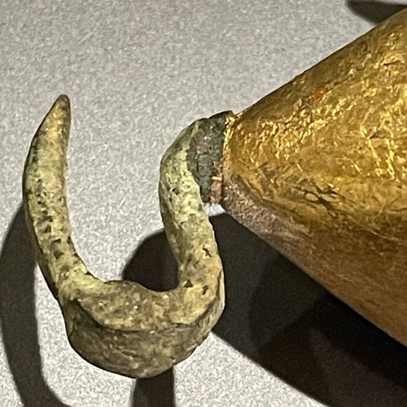 Antique Egyptian Thoth As Ibis Bronze & Wood Gold Leaf Gilt Bird Figurine Estate - Picture 7 of 16